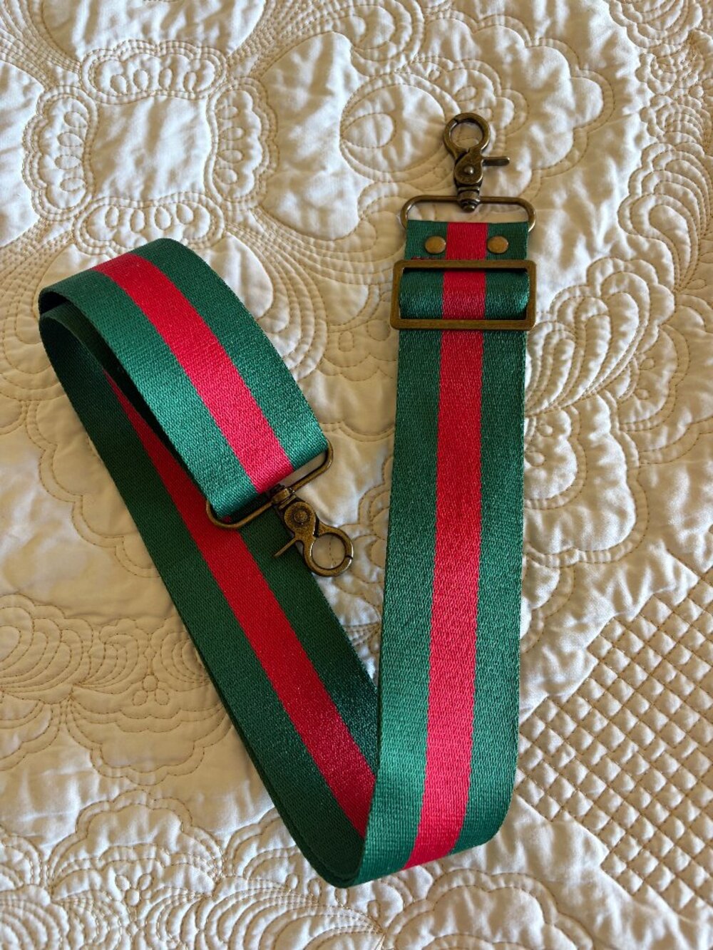 Adjustable Crossbody Strap - Racer Stripe - Green & Red like the Parker Thatch